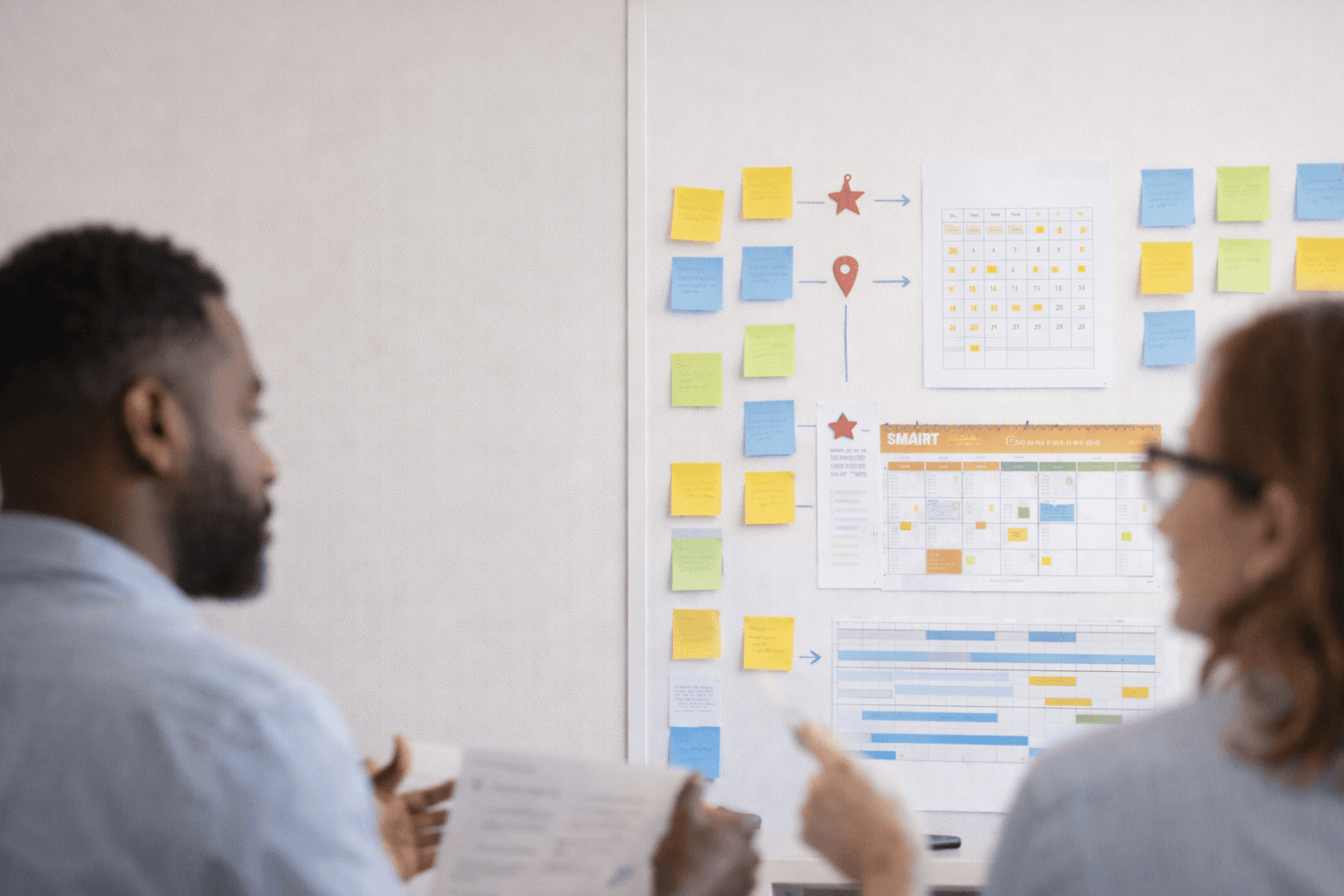Research team reviewing study planning and milestone timeline